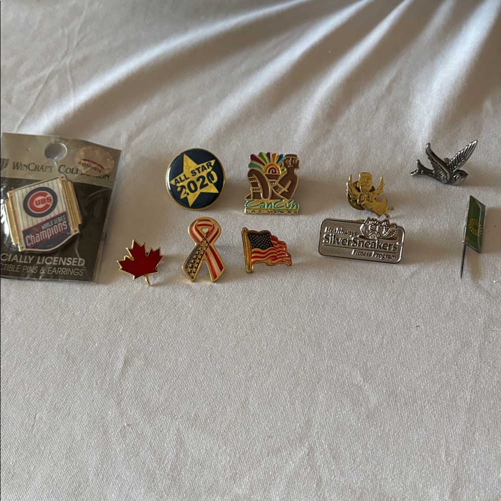 Vintage Collectible Pin Set-Cubs 2016, Disney ABC, Travel, Patriotic, Olympics